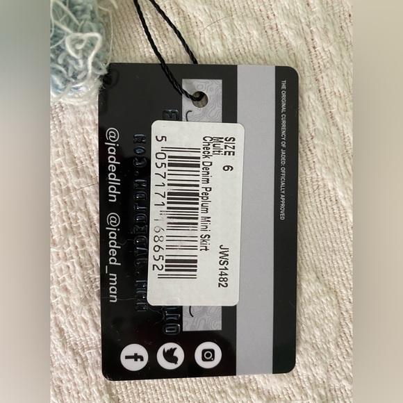 NWT Jaded London Denim Check Plaid Mix Mini Peplum Skirt sz 6 - Picture 7 of 7